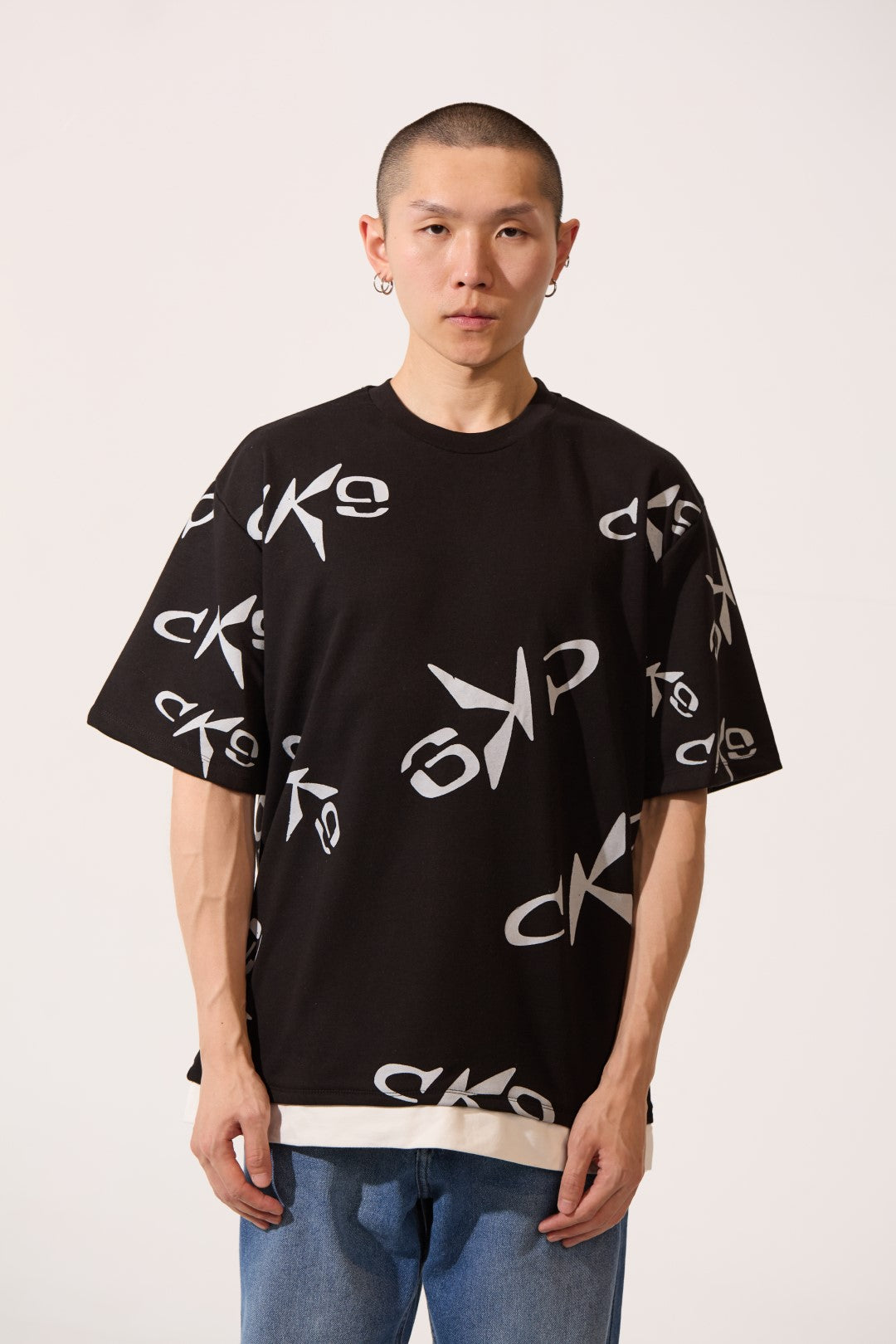CK9 PRINTED HALF SLEEVE ROUND NECK T-SHIRT