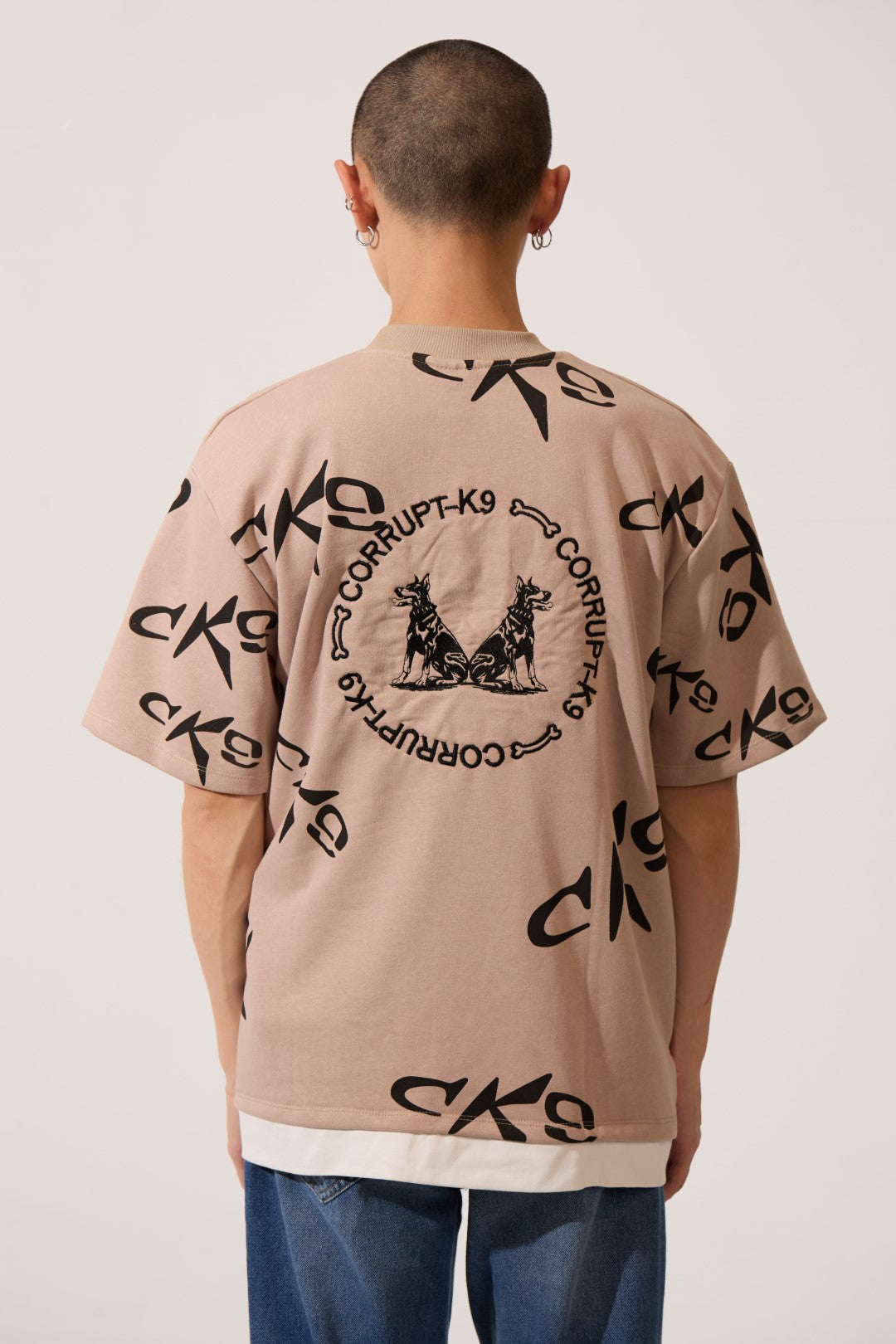 CK9 PRINTED HALF SLEEVE ROUND NECK T-SHIRT