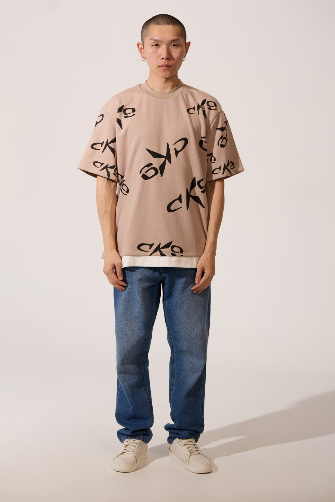 CK9 PRINTED HALF SLEEVE ROUND NECK T-SHIRT