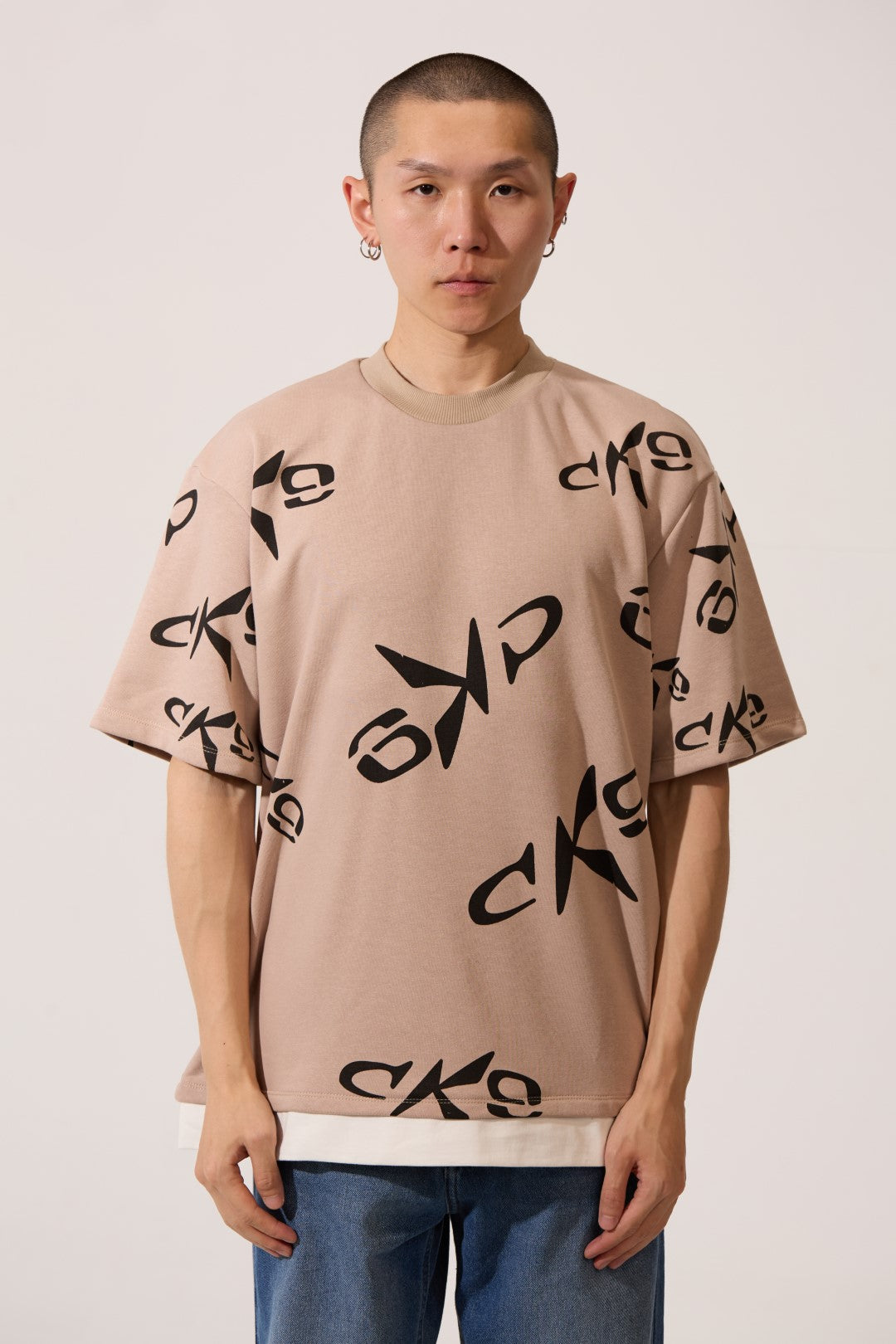 CK9 PRINTED HALF SLEEVE ROUND NECK T-SHIRT