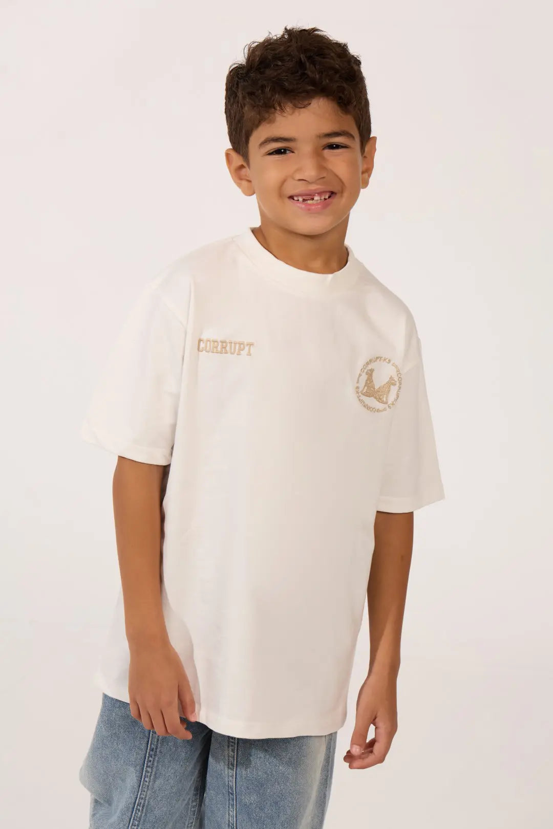 LOGOS PRINT SHORT SLEEVE ROUNDED CORRUPT KIDS T-SHIRT