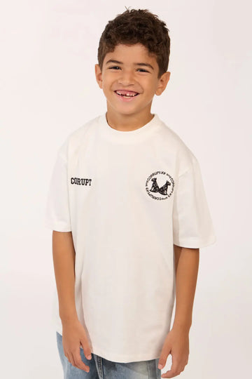 LOGOS PRINT SHORT SLEEVE ROUNDED CORRUPT KIDS T-SHIRT