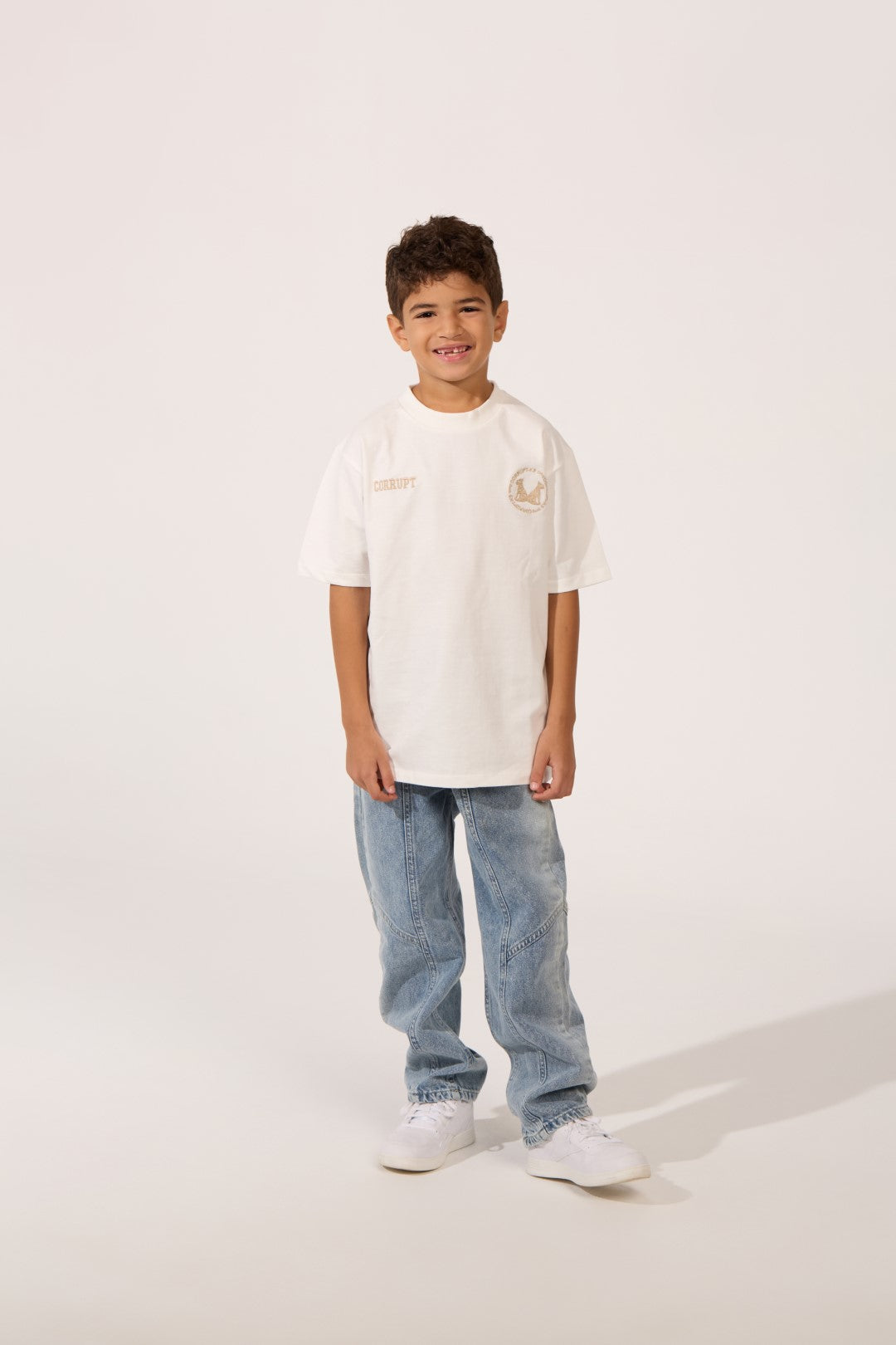 LOGOS PRINT SHORT SLEEVE ROUNDED CORRUPT KIDS T-SHIRT