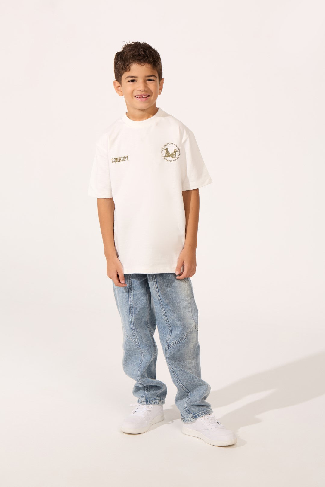 LOGOS PRINT SHORT SLEEVE ROUNDED CORRUPT KIDS T-SHIRT