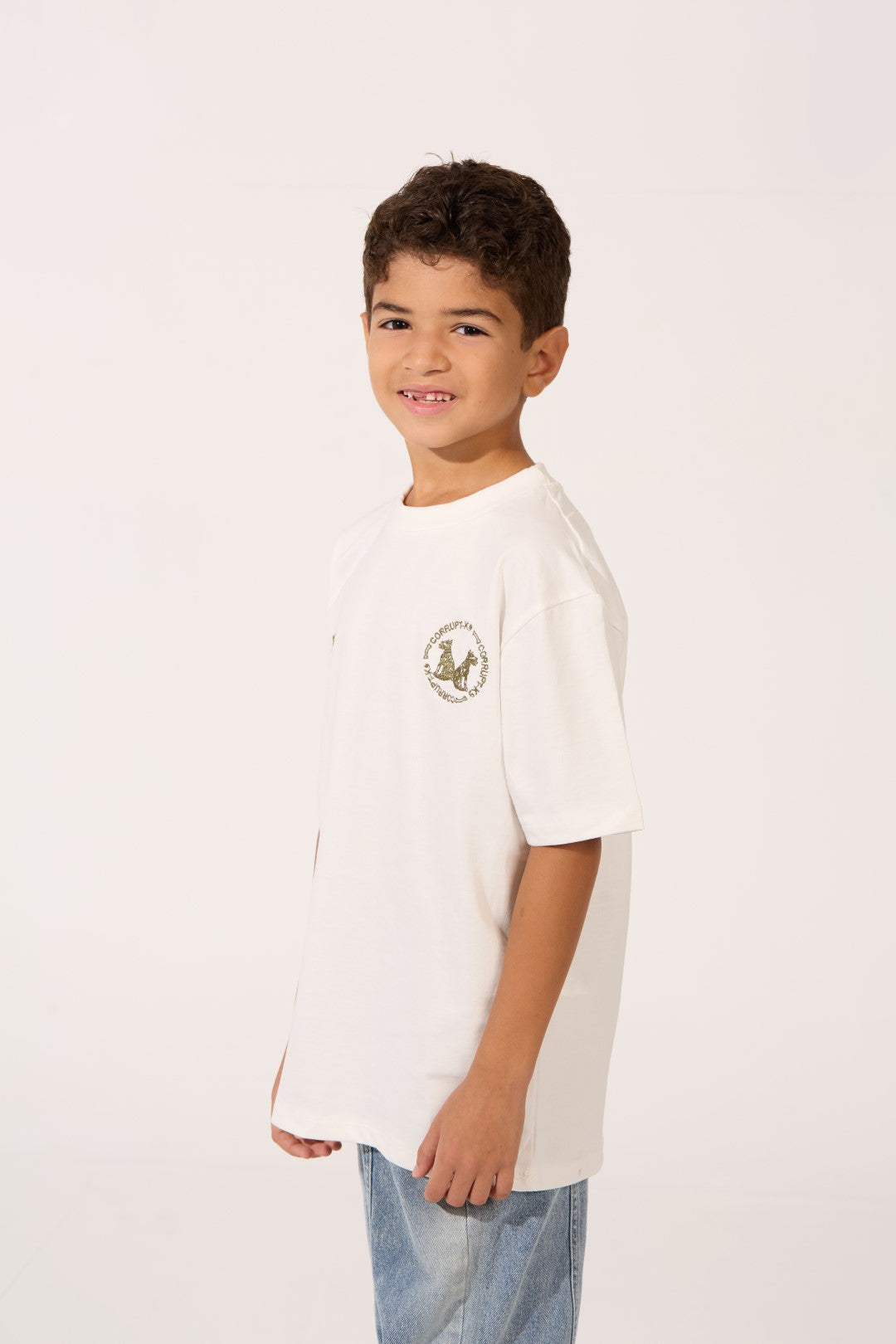 LOGOS PRINT SHORT SLEEVE ROUNDED CORRUPT KIDS T-SHIRT