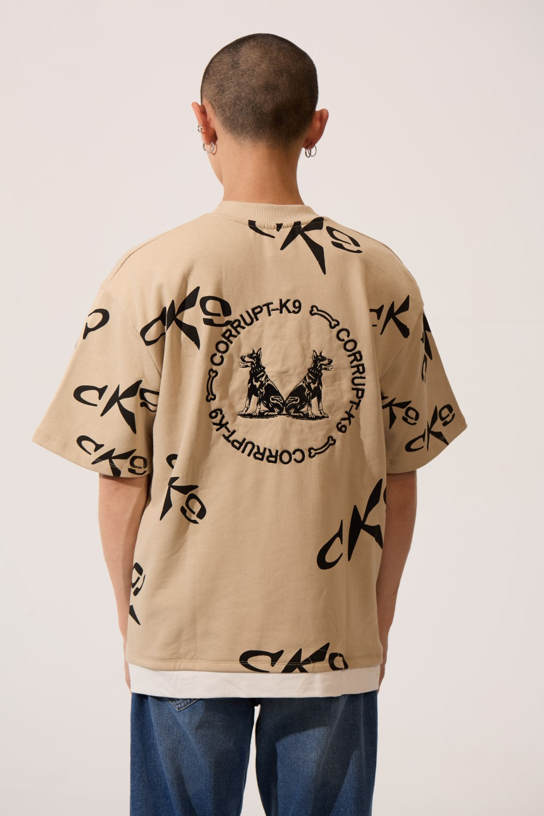 CK9 PRINTED HALF SLEEVE ROUND NECK T-SHIRT