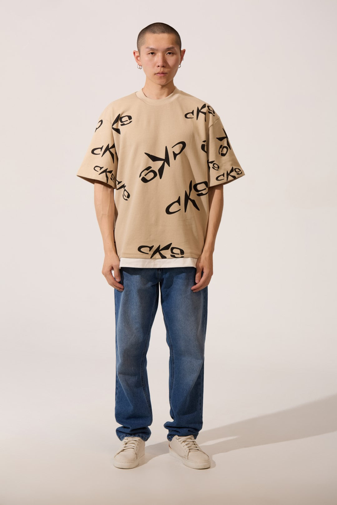 CK9 PRINTED HALF SLEEVE ROUND NECK T-SHIRT
