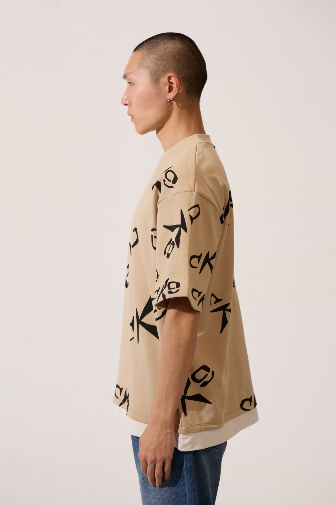 CK9 PRINTED HALF SLEEVE ROUND NECK T-SHIRT