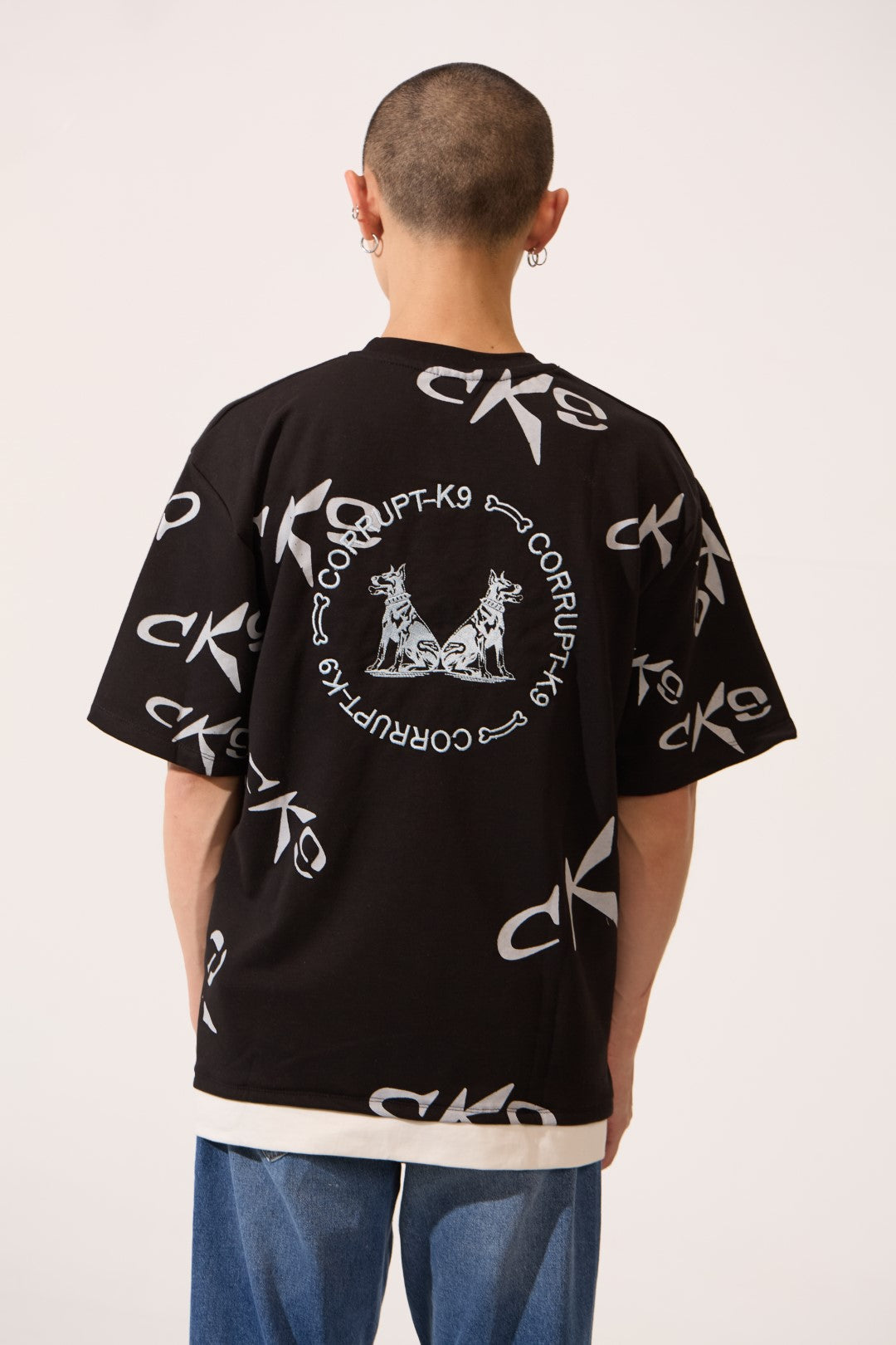 CK9 PRINTED HALF SLEEVE ROUND NECK T-SHIRT