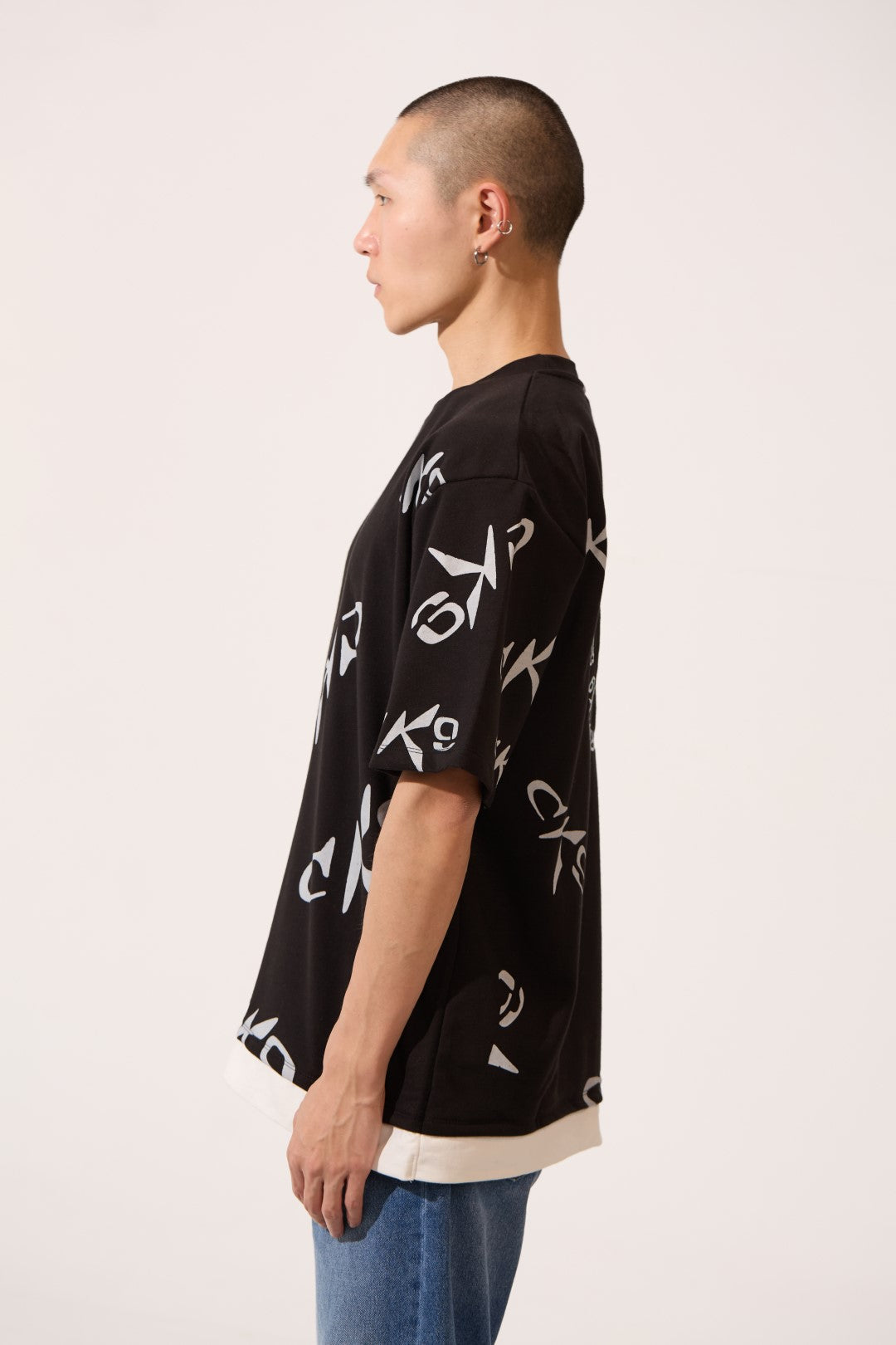 CK9 PRINTED HALF SLEEVE ROUND NECK T-SHIRT