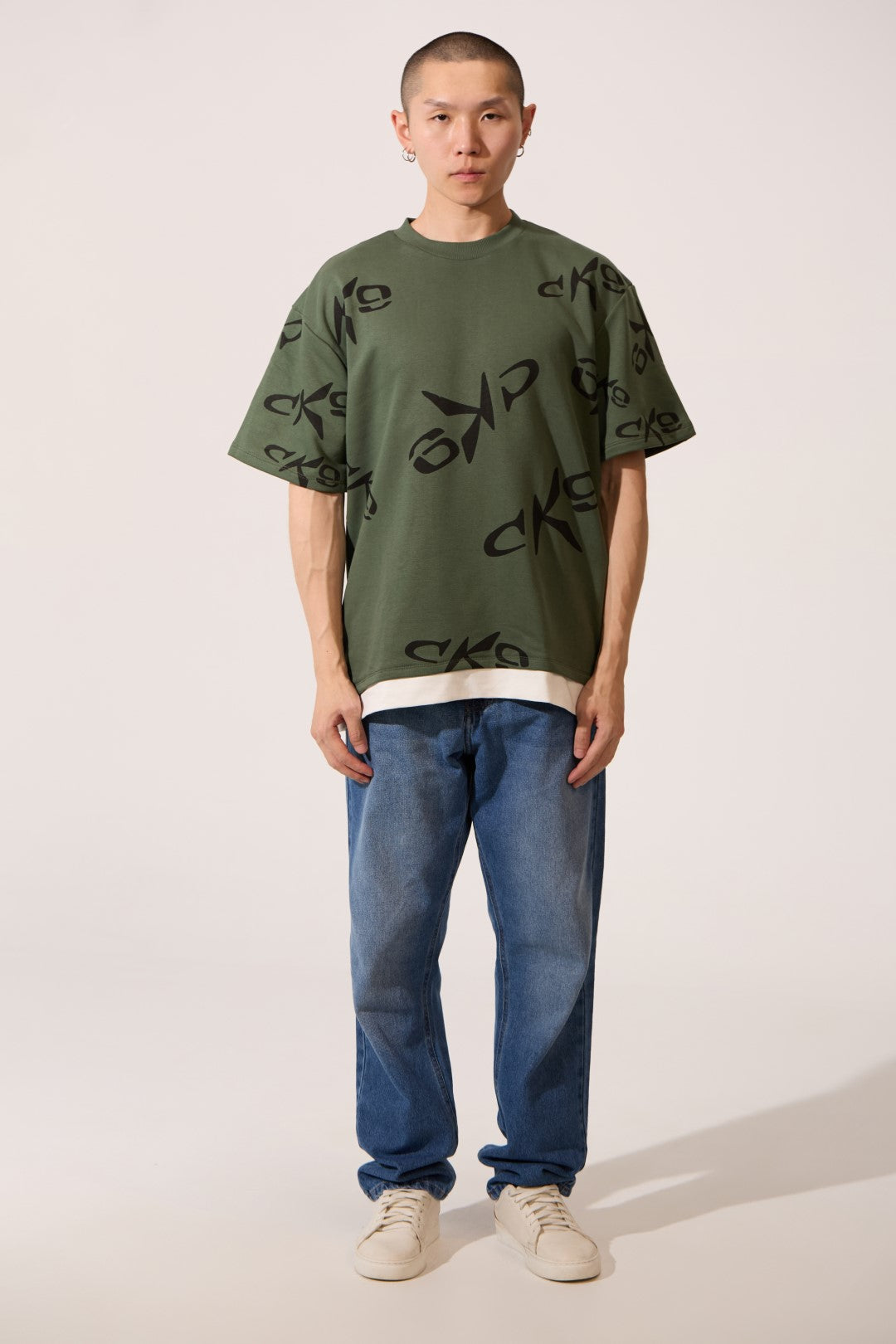 CK9 PRINTED HALF SLEEVE ROUND NECK T-SHIRT