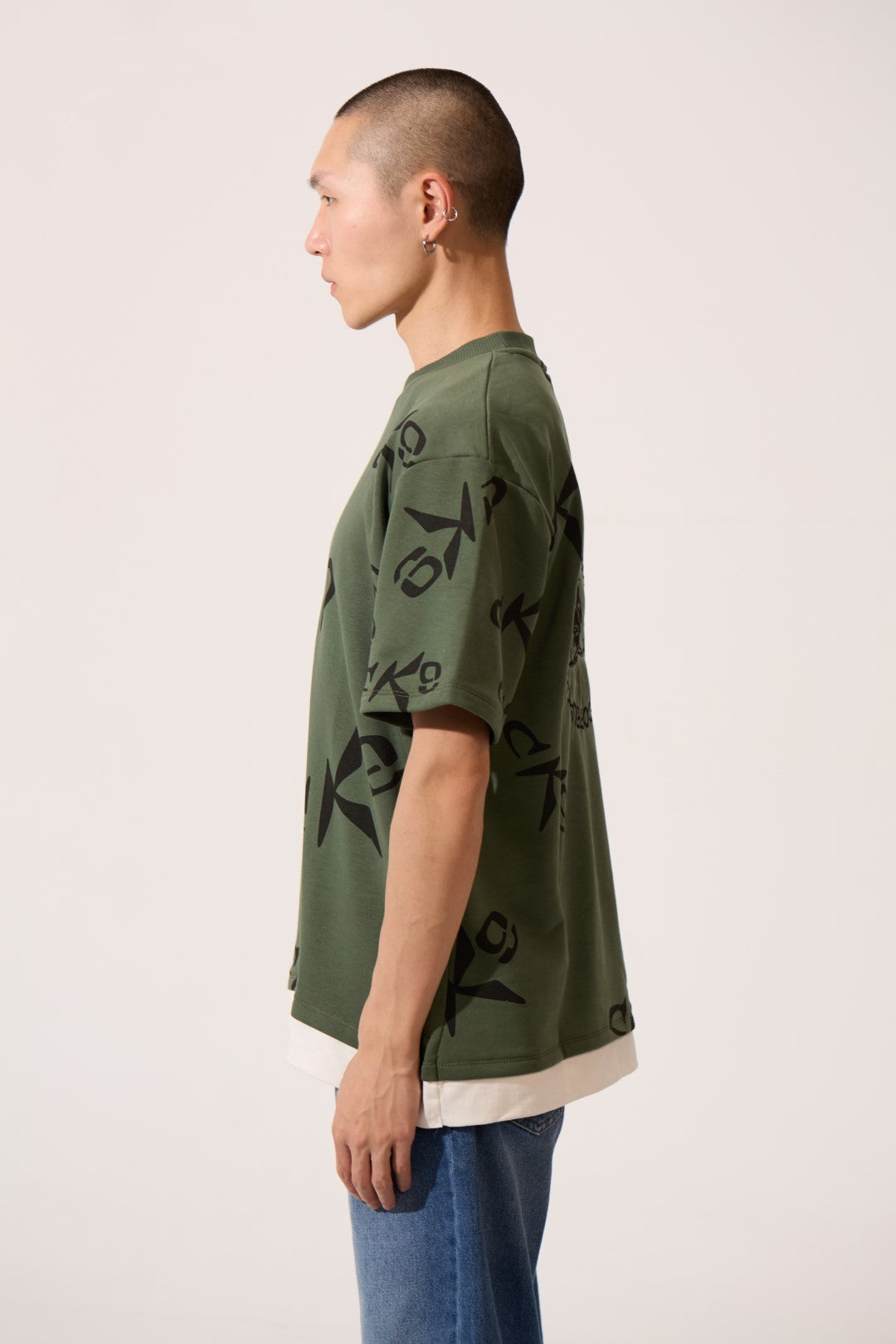 CK9 PRINTED HALF SLEEVE ROUND NECK T-SHIRT