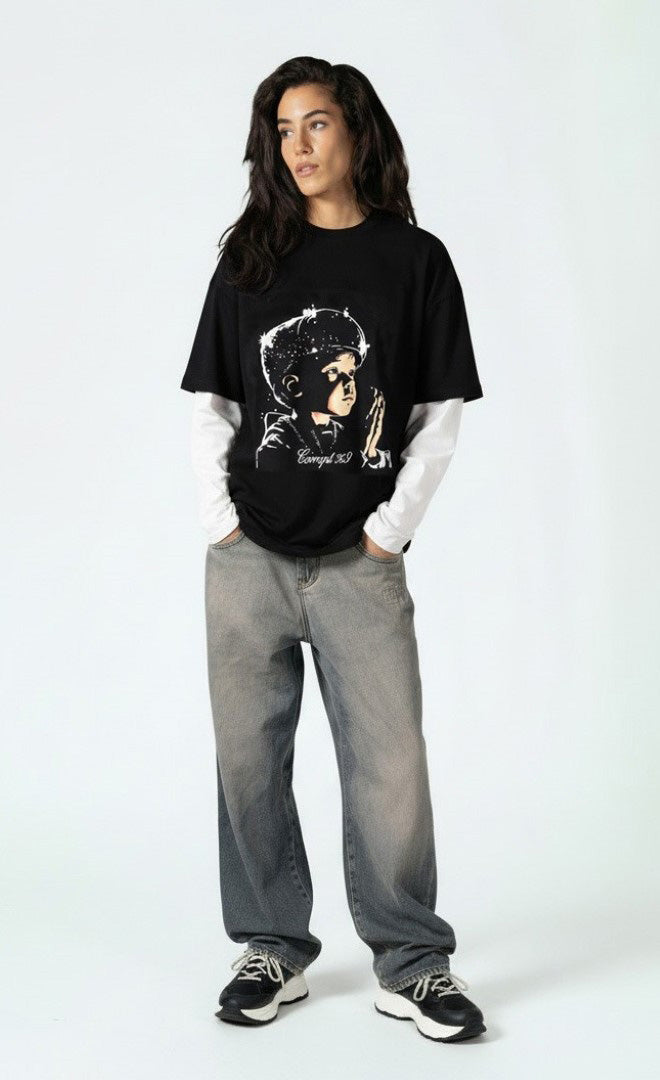 INNER LIGHT OVERSIZED CONNECTED SLEEVES TEE