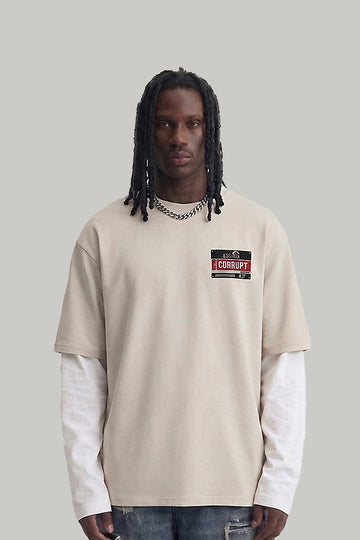 OVERSIZED CONNECTED LONG SLEEVE LOGO CORRUPT CANINE TSHIRT