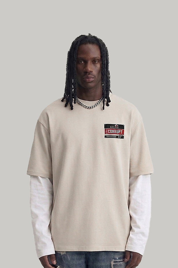 OVERSIZED CONNECTED LONG SLEEVE LOGO CORRUPT CANINE TSHIRT