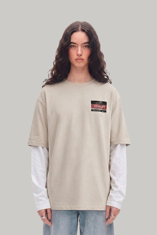 OVERSIZED CONNECTED LONG SLEEVE LOGO CORRUPT CANINE TSHIRT