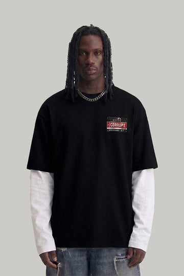 OVERSIZED CONNECTED LONG SLEEVE LOGO CORRUPT CANINE TSHIRT