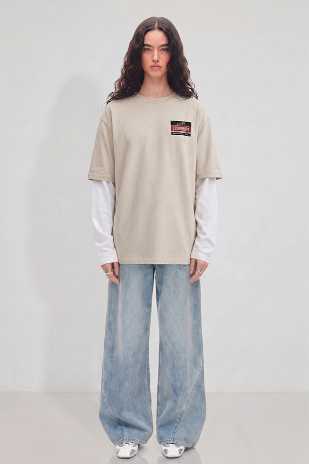 OVERSIZED CONNECTED LONG SLEEVE LOGO CORRUPT CANINE TSHIRT