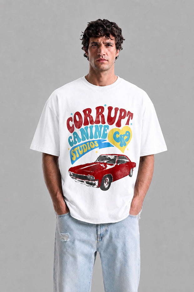CORRUPT CANINE RETRO RIDE HEAVYWEIGHT BOXY T-SHIRT