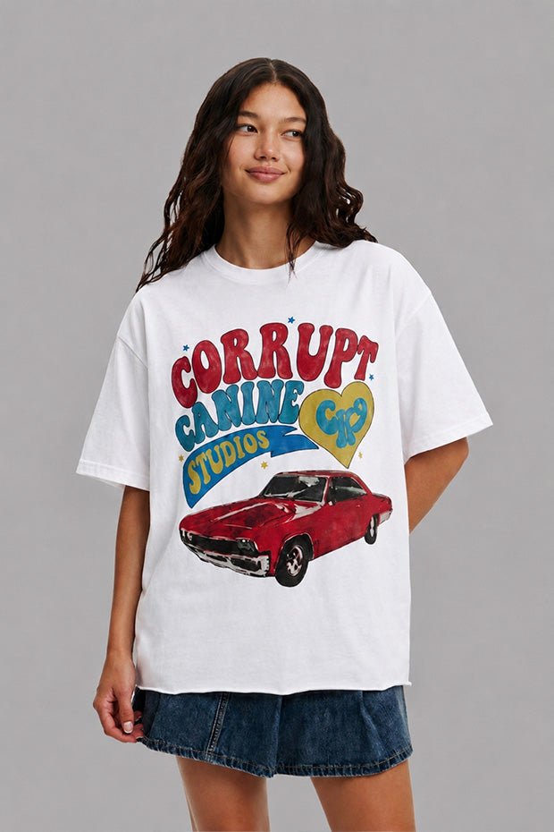 CORRUPT CANINE RETRO RIDE HEAVYWEIGHT BOXY T-SHIRT