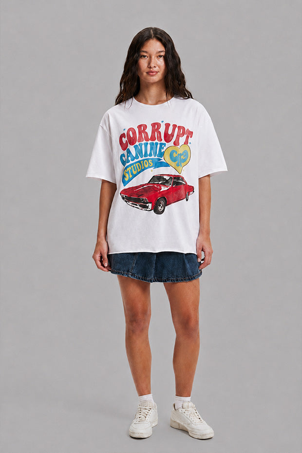 CORRUPT CANINE RETRO RIDE HEAVYWEIGHT BOXY T-SHIRT