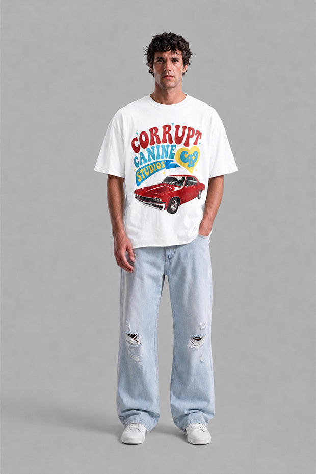 CORRUPT CANINE RETRO RIDE HEAVYWEIGHT BOXY T-SHIRT