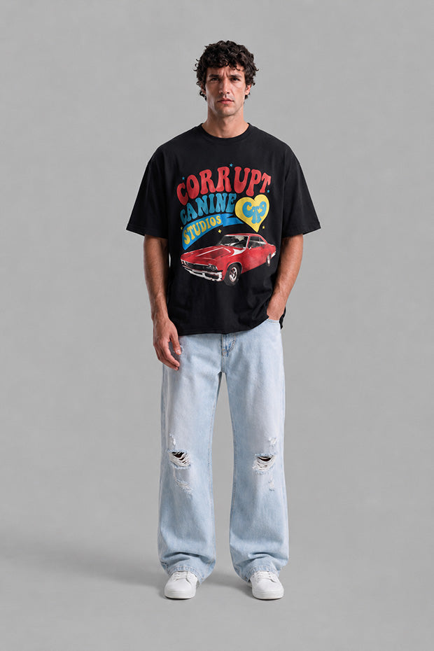 CORRUPT CANINE RETRO RIDE HEAVYWEIGHT BOXY T-SHIRT