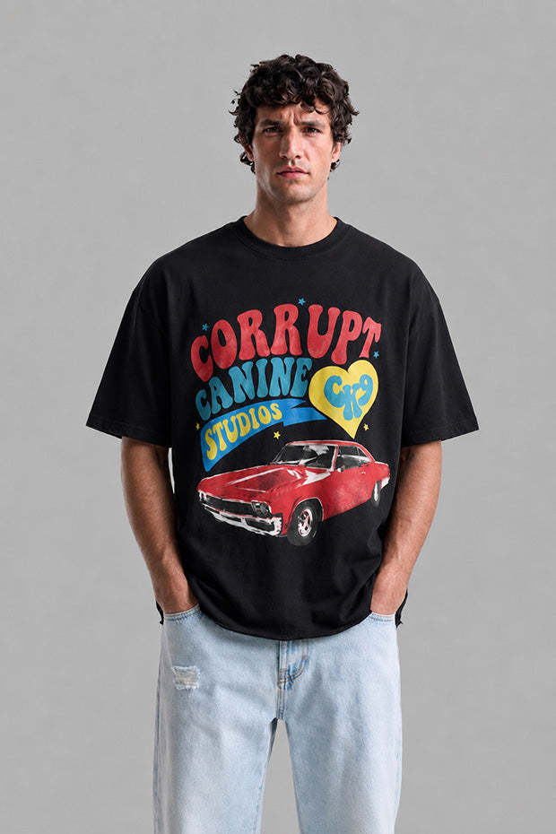 CORRUPT CANINE RETRO RIDE HEAVYWEIGHT BOXY T-SHIRT