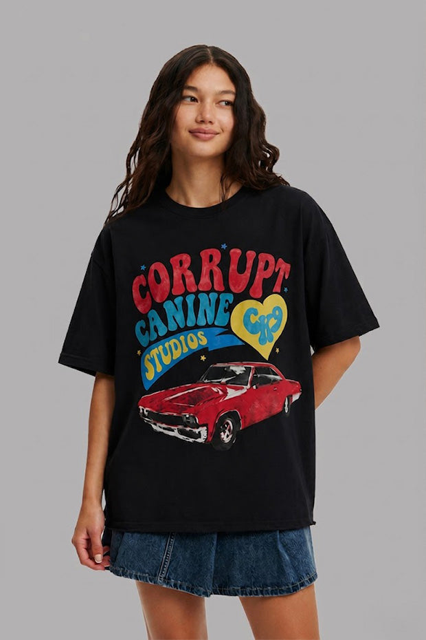 CORRUPT CANINE RETRO RIDE HEAVYWEIGHT BOXY T-SHIRT