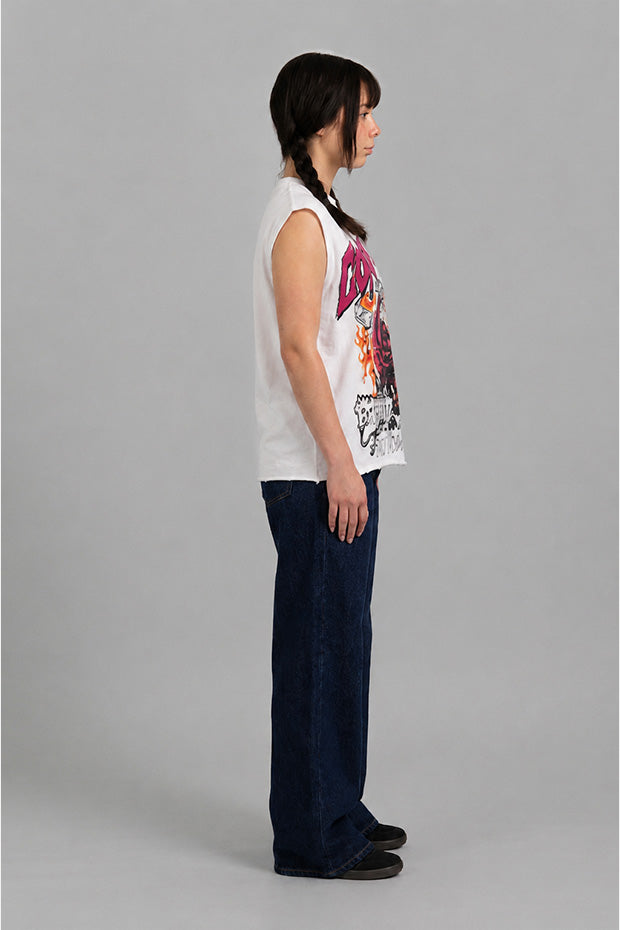 Money Mind Skull Oversized Sleeveless T-shirt