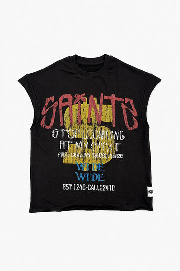 SAINTS WIDE BOX FIT CUT-OFF VINTAGE T-SHIRT
