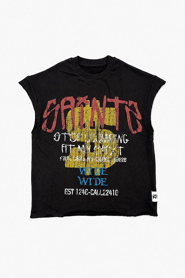SAINTS WIDE BOX FIT CUT-OFF VINTAGE T-SHIRT