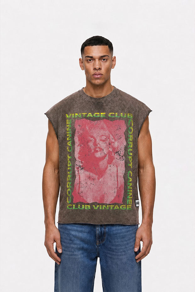 CORRUPT CANINE  VINTAGE CLUB GRAPHIC MUSCLE TEE