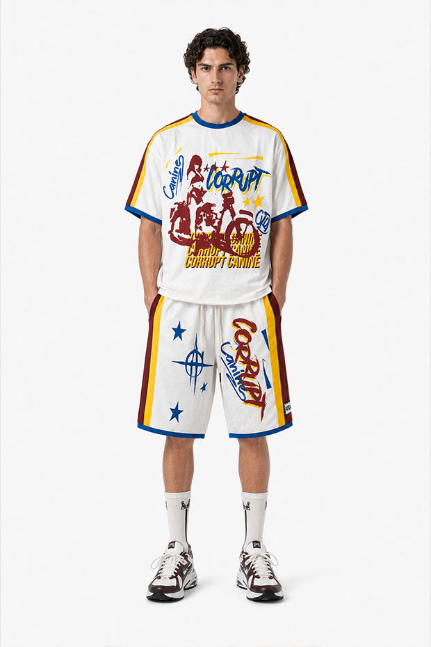 CORRUPT CANINE RETRO GRAFFITI BASKETBALL SHORTS