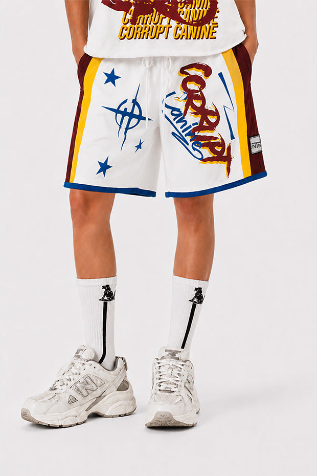 CORRUPT CANINE RETRO GRAFFITI BASKETBALL SHORTS