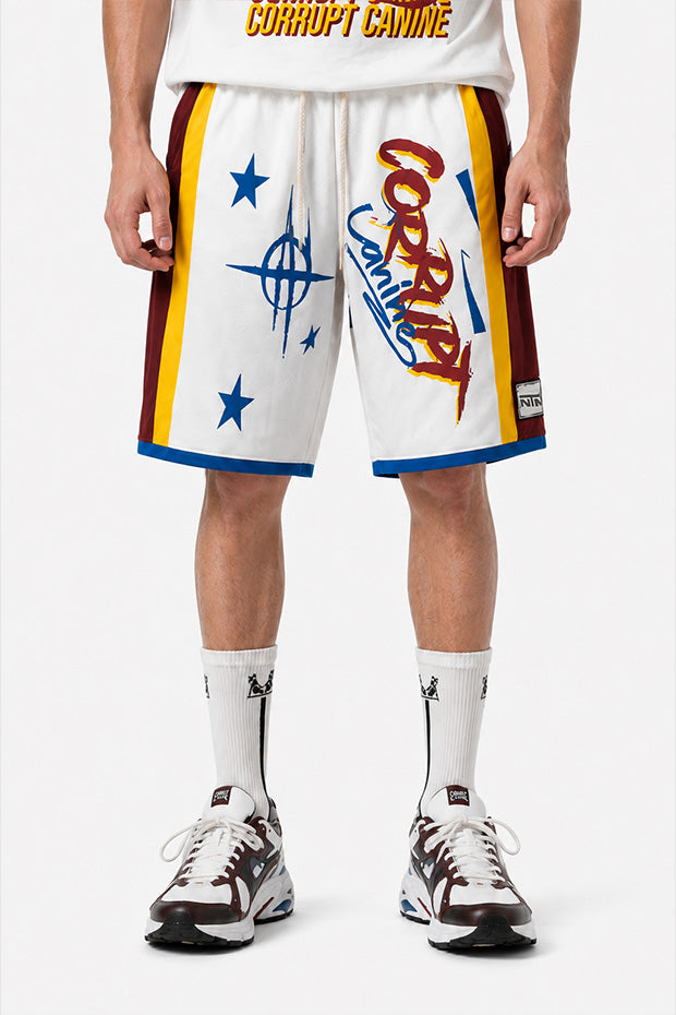 CORRUPT CANINE RETRO GRAFFITI BASKETBALL SHORTS
