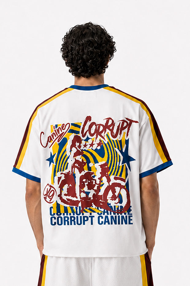 CK-9 STUDIOS RETRO BIKER GRAPHIC BOXY FIT T-SHIRT