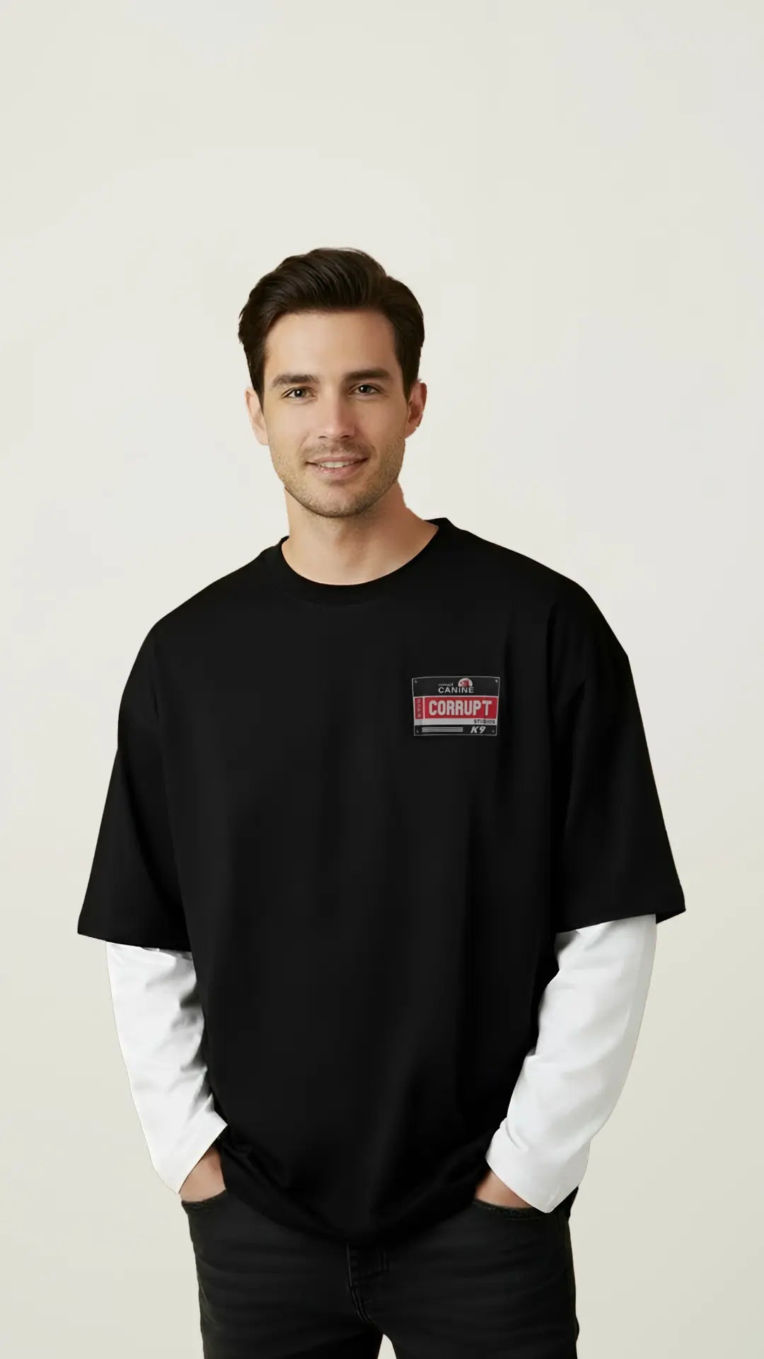 CONNECTED LONG SLEEVE LOGO CORRUPT CANINE TSHIRT