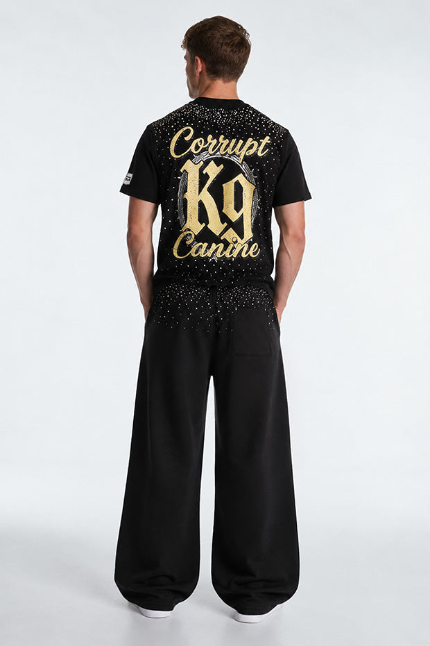 CORRUPT K9 ALPHA ELITE SET — RHINESTONE GRAPHIC T-SHIRT & WIDE SWEATPANTS