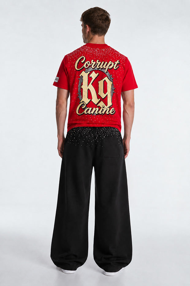CORRUPT K9 ALPHA ELITE SET — RHINESTONE GRAPHIC T-SHIRT & WIDE SWEATPANTS