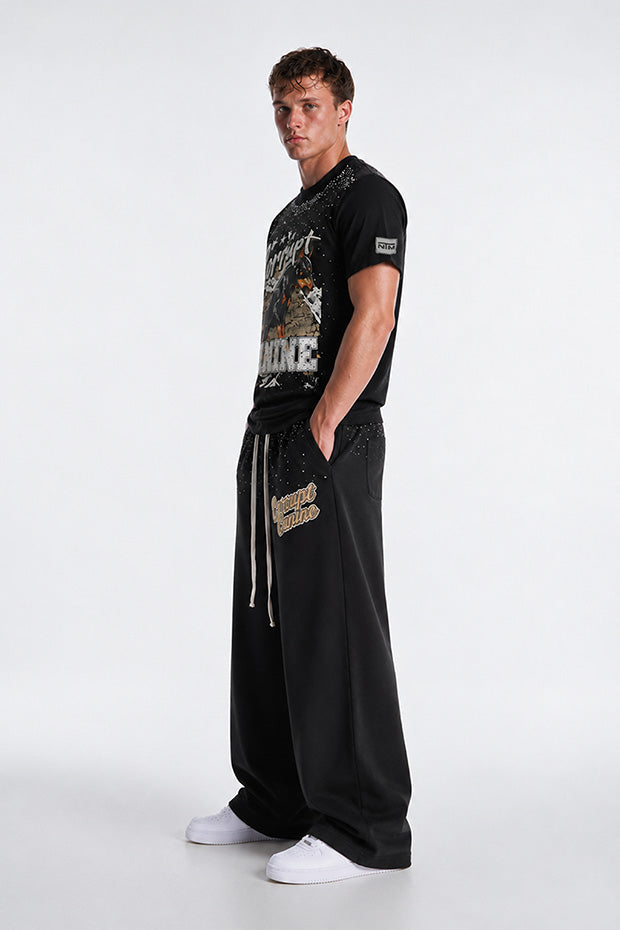 CORRUPT K9 ALPHA ELITE SET — RHINESTONE GRAPHIC T-SHIRT & WIDE SWEATPANTS
