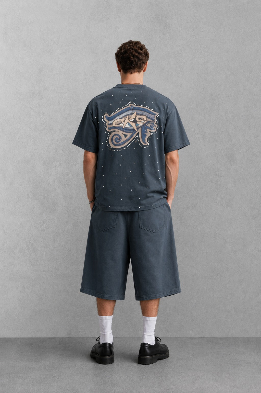 CORRUPT CANINE ALL SEEING EYE & PYRAMID GRAPHIC BOXY T-SHIRT AND RELAXED SHORTS SET