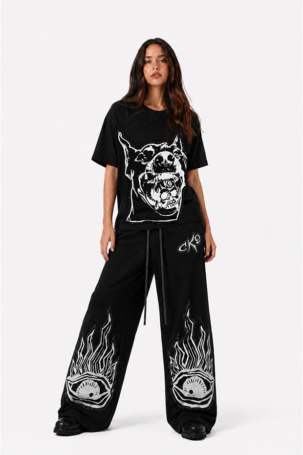CORRUPT CANINE RHINESTONE BULLDOG FLAME GRAPHIC BOXY SET
