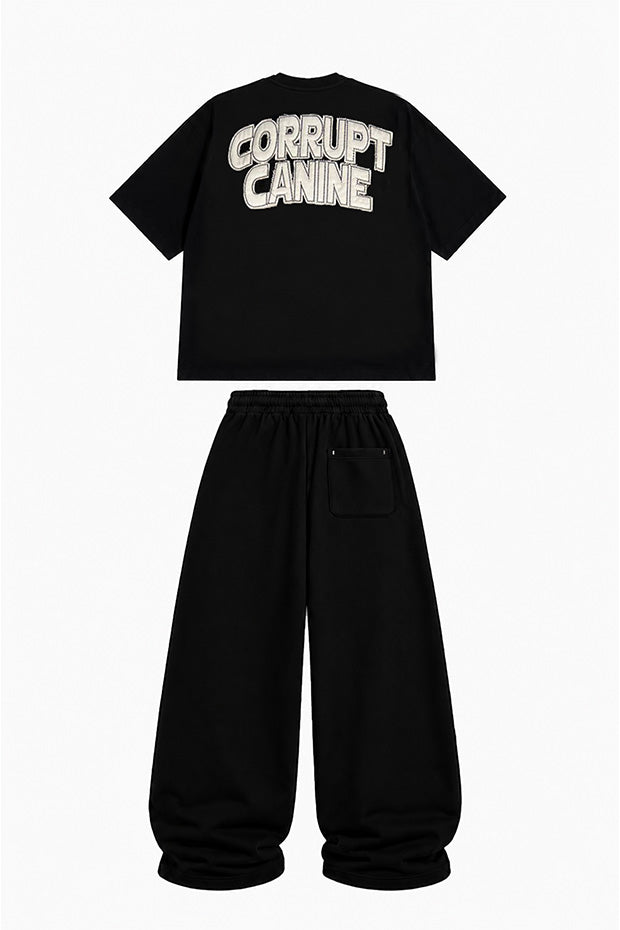 CORRUPT CANINE RHINESTONE BULLDOG FLAME GRAPHIC BOXY SET