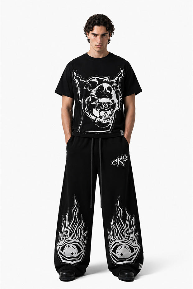 CORRUPT CANINE RHINESTONE BULLDOG FLAME GRAPHIC BOXY SET