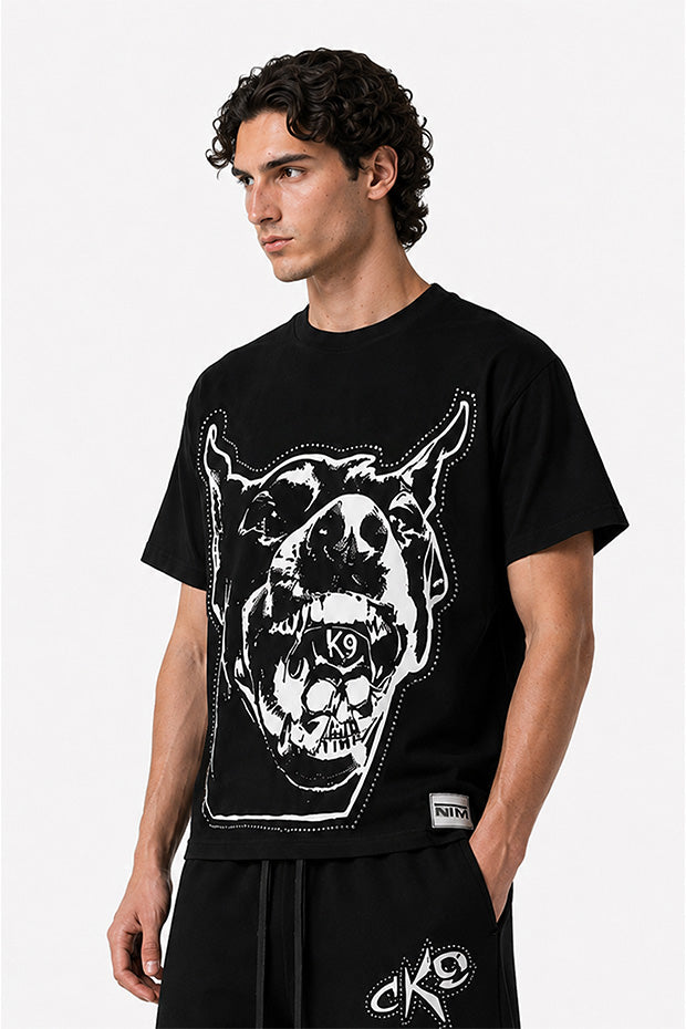 CORRUPT CANINE RHINESTONE BULLDOG FLAME GRAPHIC BOXY SET