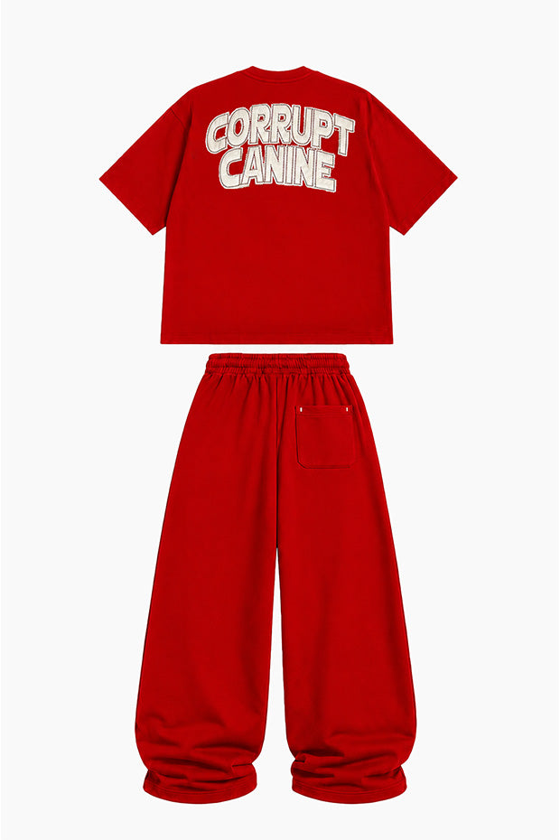 CORRUPT CANINE RHINESTONE BULLDOG FLAME GRAPHIC BOXY SET