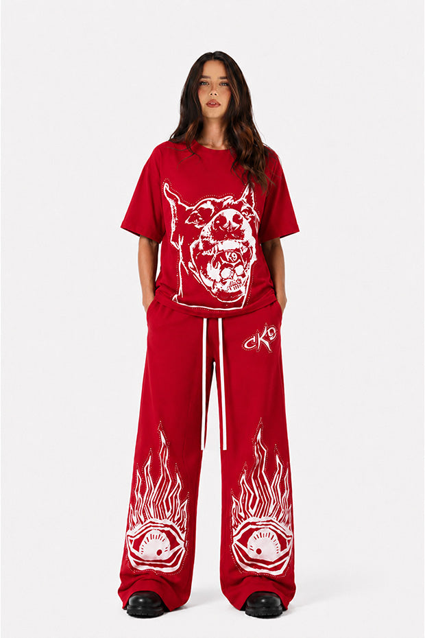CORRUPT CANINE RHINESTONE BULLDOG FLAME GRAPHIC BOXY SET