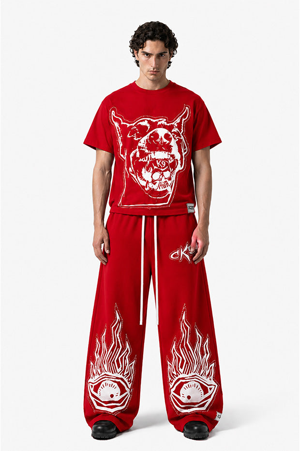 CORRUPT CANINE RHINESTONE BULLDOG FLAME GRAPHIC BOXY SET