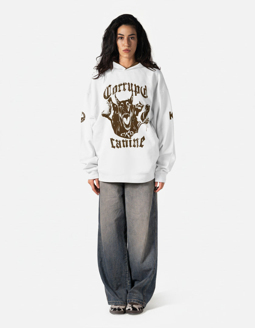 CORRUPT CANINE SAVAGE PRINT OVERSIZED HOODIE